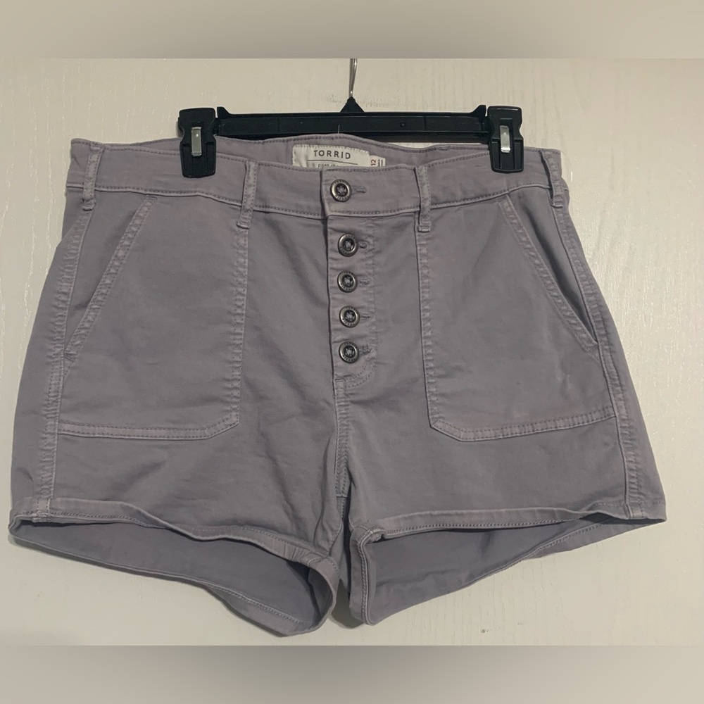 Torrid Stretch Twill Mid-Rise Button Fly Gray Shorts